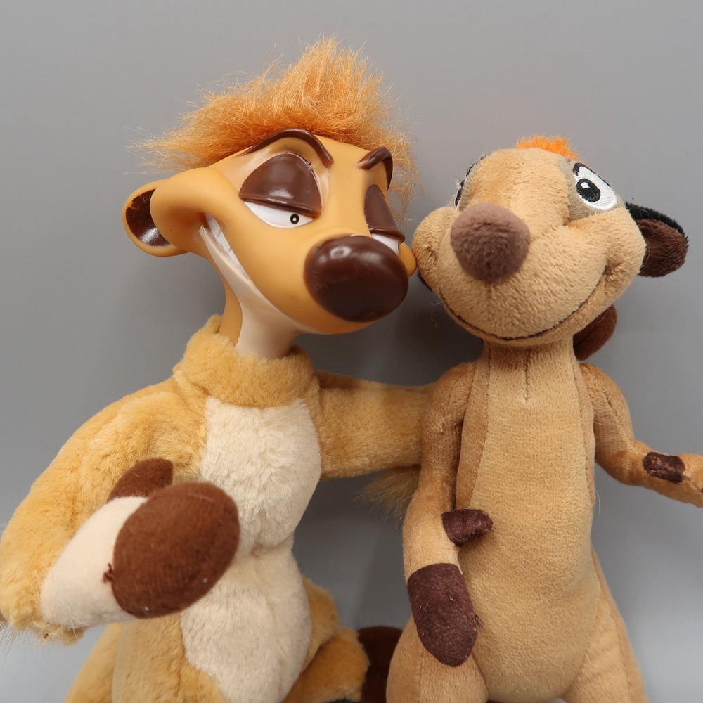 The Lion King TIMON Vintage Vinyl Face Plush Disney‎ Mattel 1994 Couple Lot